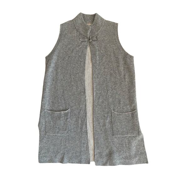A.Ida Grey Wool Blend Made In Italy Sleeveless Cardigan Toggle Closure Medium - Picture 1 of 10